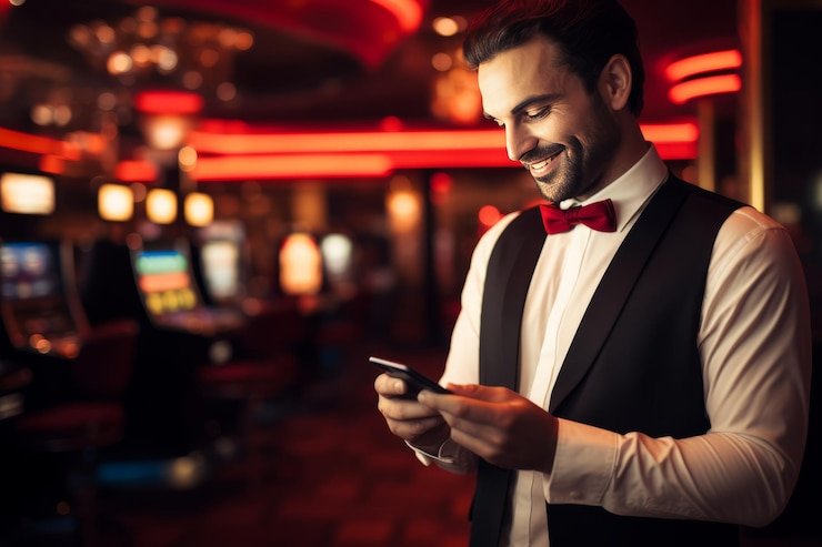 Pemain mengakses live casino tiara4d melalui smartphone dengan antarmuka mudah dan responsif